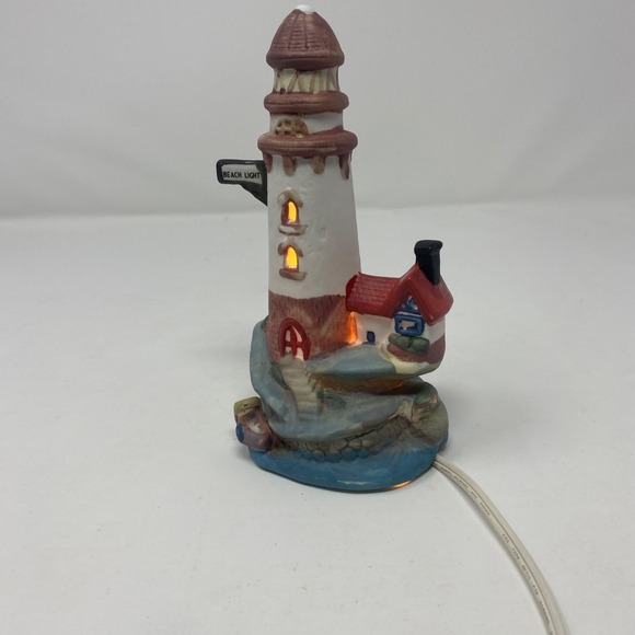 Vintage Beach Lighthouse Decor With Cord Switch Light Works Ocean Sea Deco - Picture 2 of 7